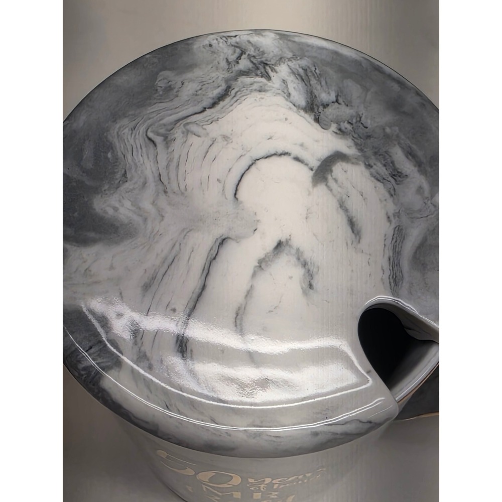 50th Anniversary Mr and Mrs Right Marble Ceramic Mug Set with Lids Grey Gold - Picture 5 of 7